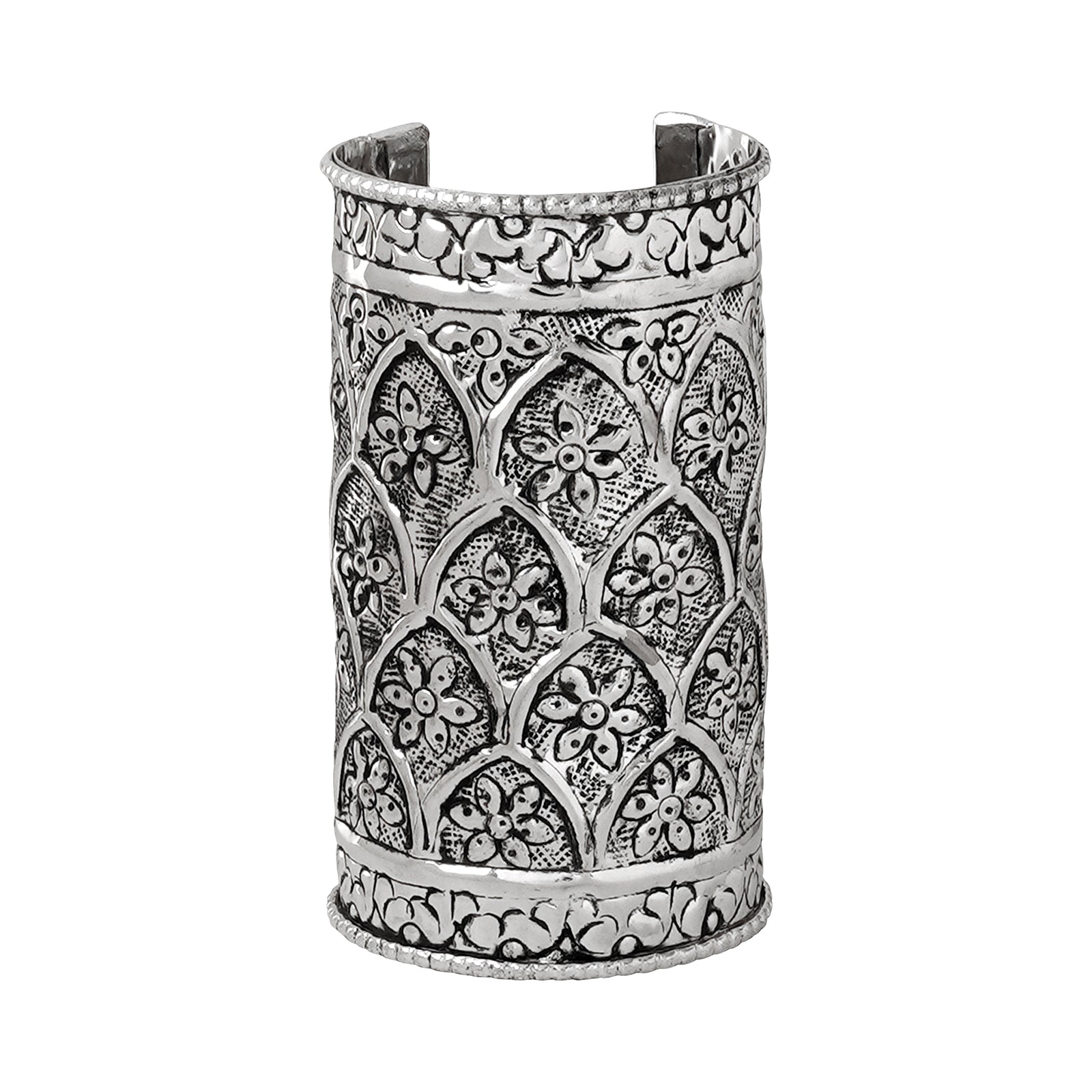 Teejh Harshali Silver Oxidised Cuff Bracelet