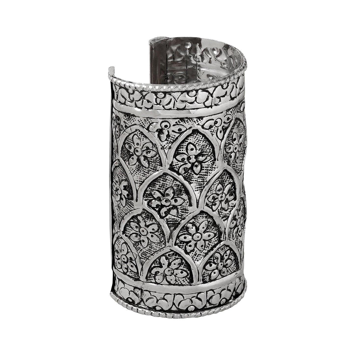 Teejh Harshali Silver Oxidised Cuff Bracelet