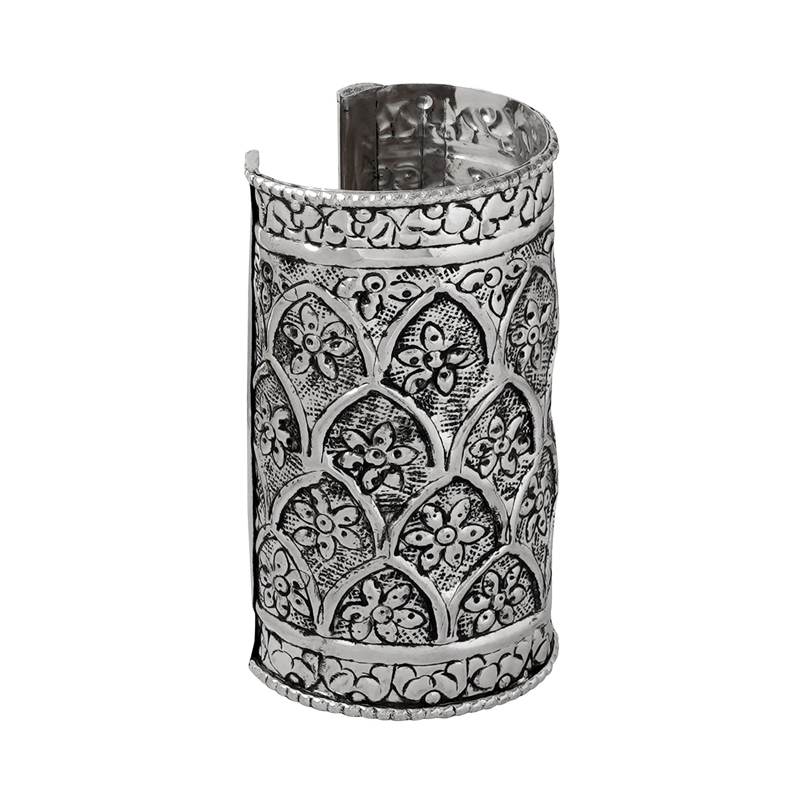 Teejh Harshali Silver Oxidised Cuff Bracelet