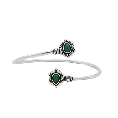 Aparna Green Leaf Silver Oxidized Bracelet - Teejh
