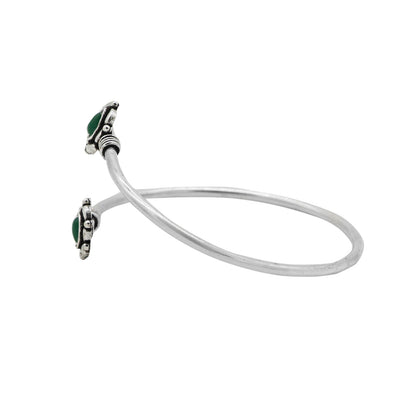 Aparna Green Leaf Silver Oxidized Bracelet - Teejh