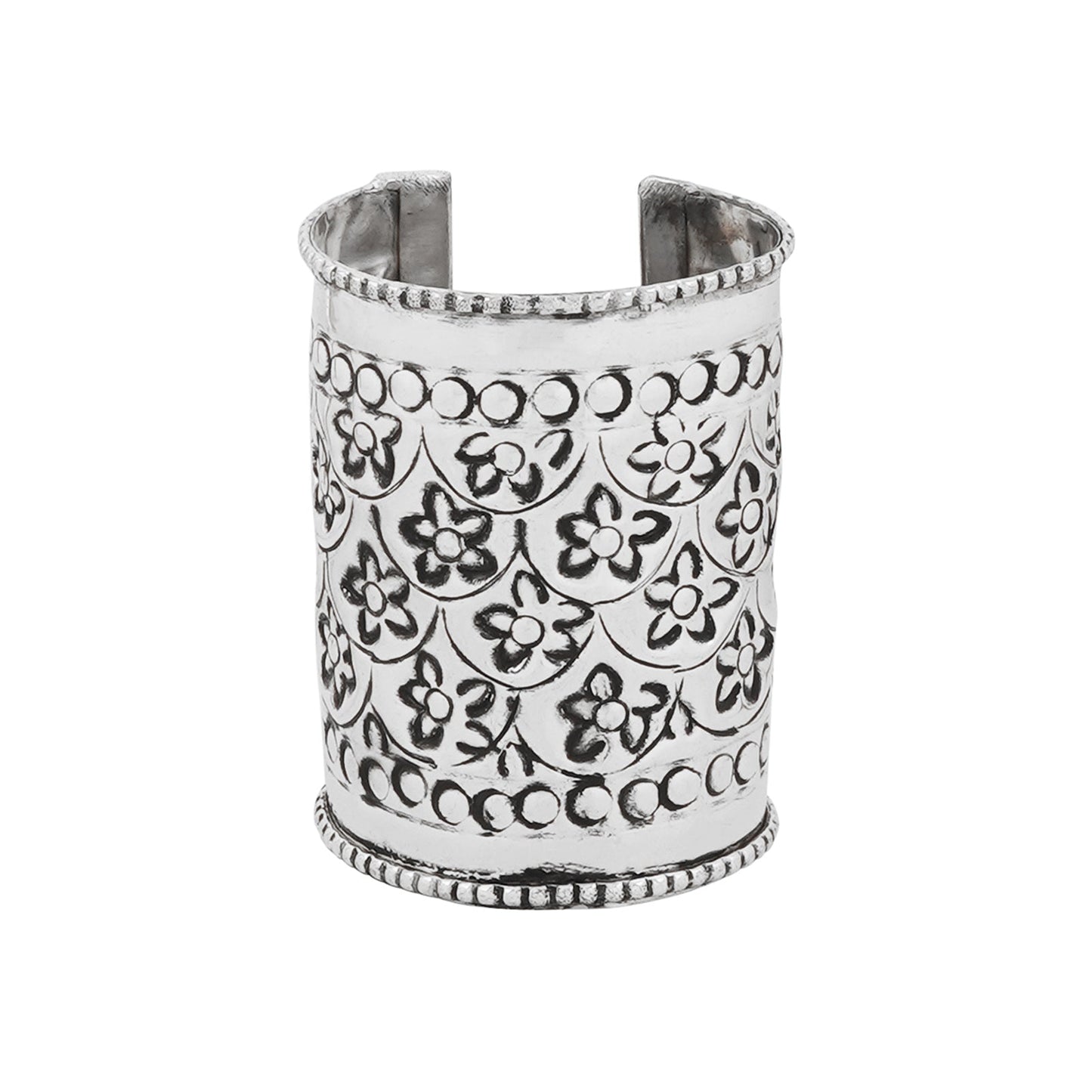 Teejh Jassi Silver Oxidised Cuff Bracelet