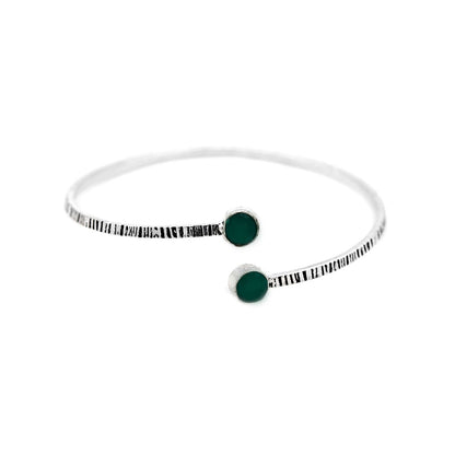 Bhamini Dark Green Silver Oxidized Bracelet - Teejh