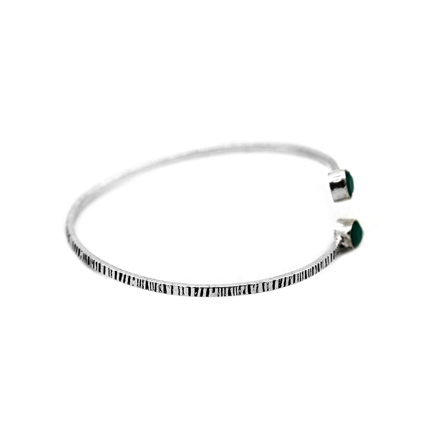 Bhamini Dark Green Silver Oxidized Bracelet - Teejh
