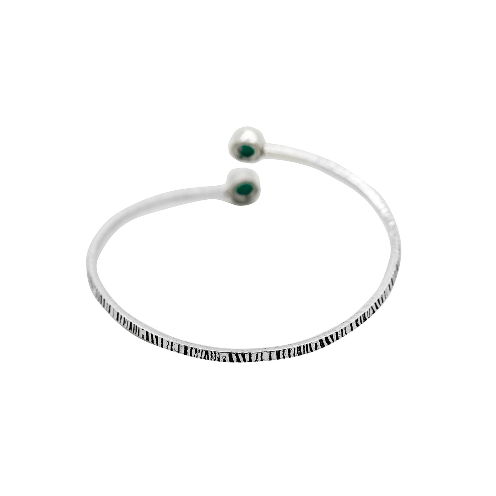 Bhamini Dark Green Silver Oxidized Bracelet - Teejh