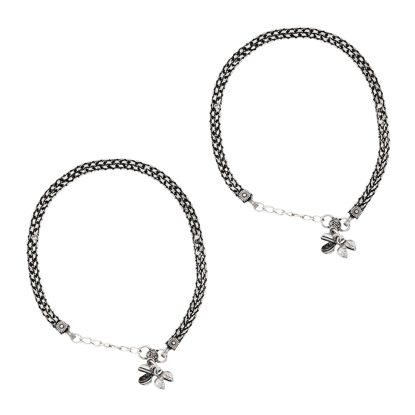 Teejh Raadhey Silver Oxidised Ghungroo Anklet