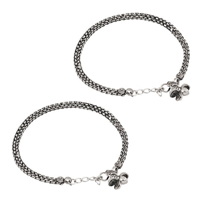 Teejh Raadhey Silver Oxidised Ghungroo Anklet