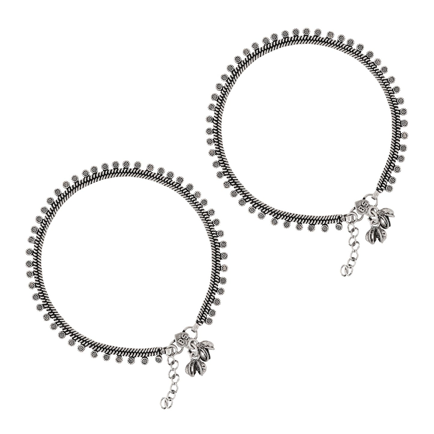 Teejh Spoorthi Silver Oxidised Ghungroo Anklet