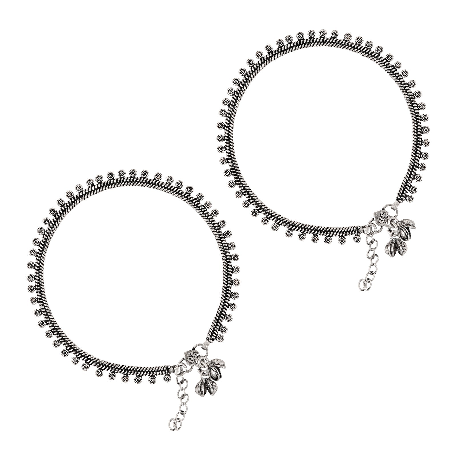 Teejh Spoorthi Silver Oxidised Ghungroo Anklet