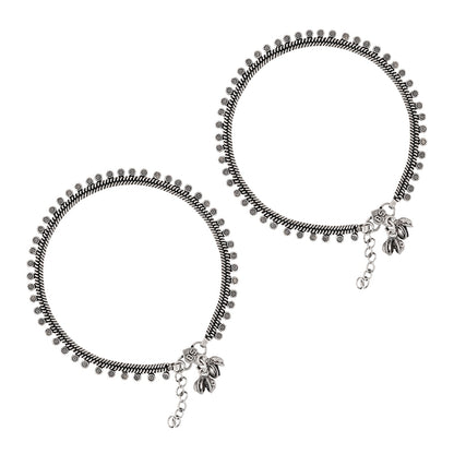 Teejh Spoorthi Silver Oxidised Ghungroo Anklet