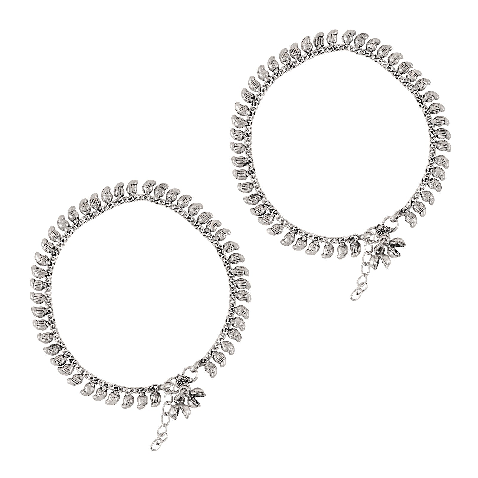 Teejh Manthara Silver Oxidised Ghungroo Anklets