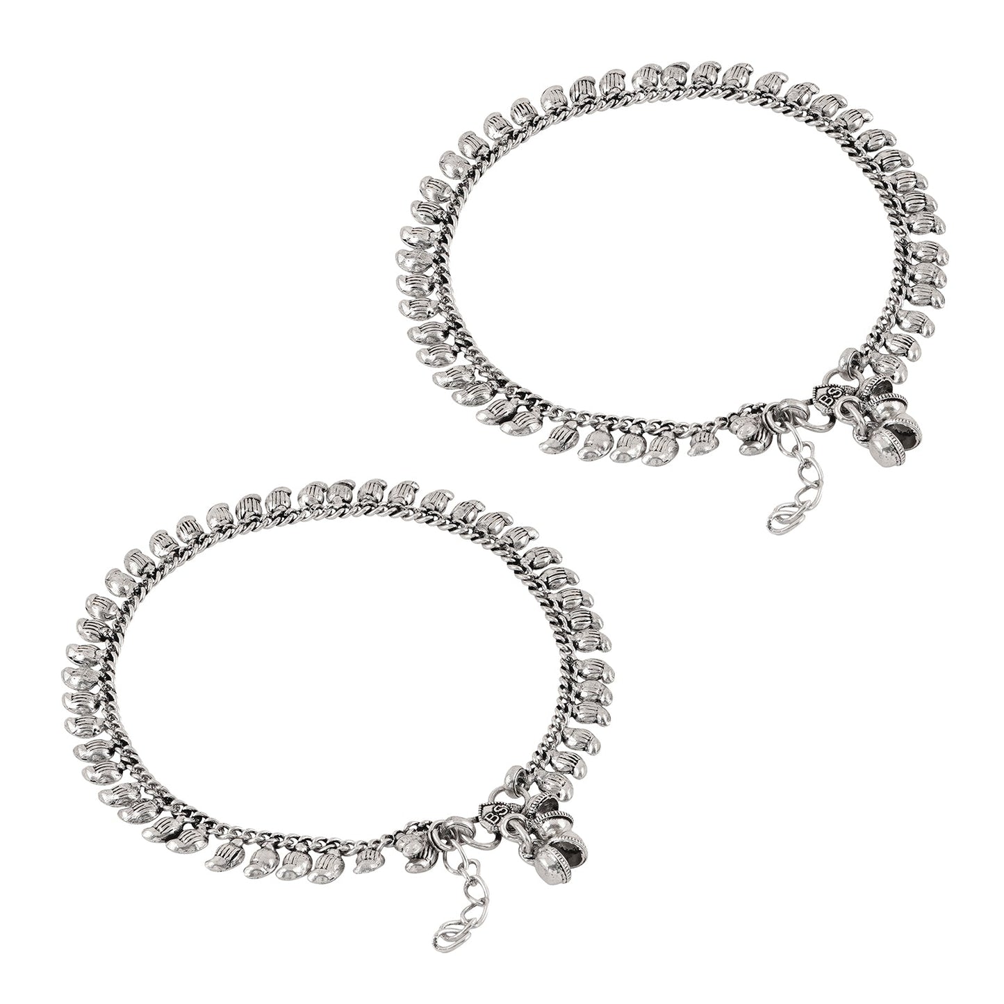 Teejh Manthara Silver Oxidised Ghungroo Anklets