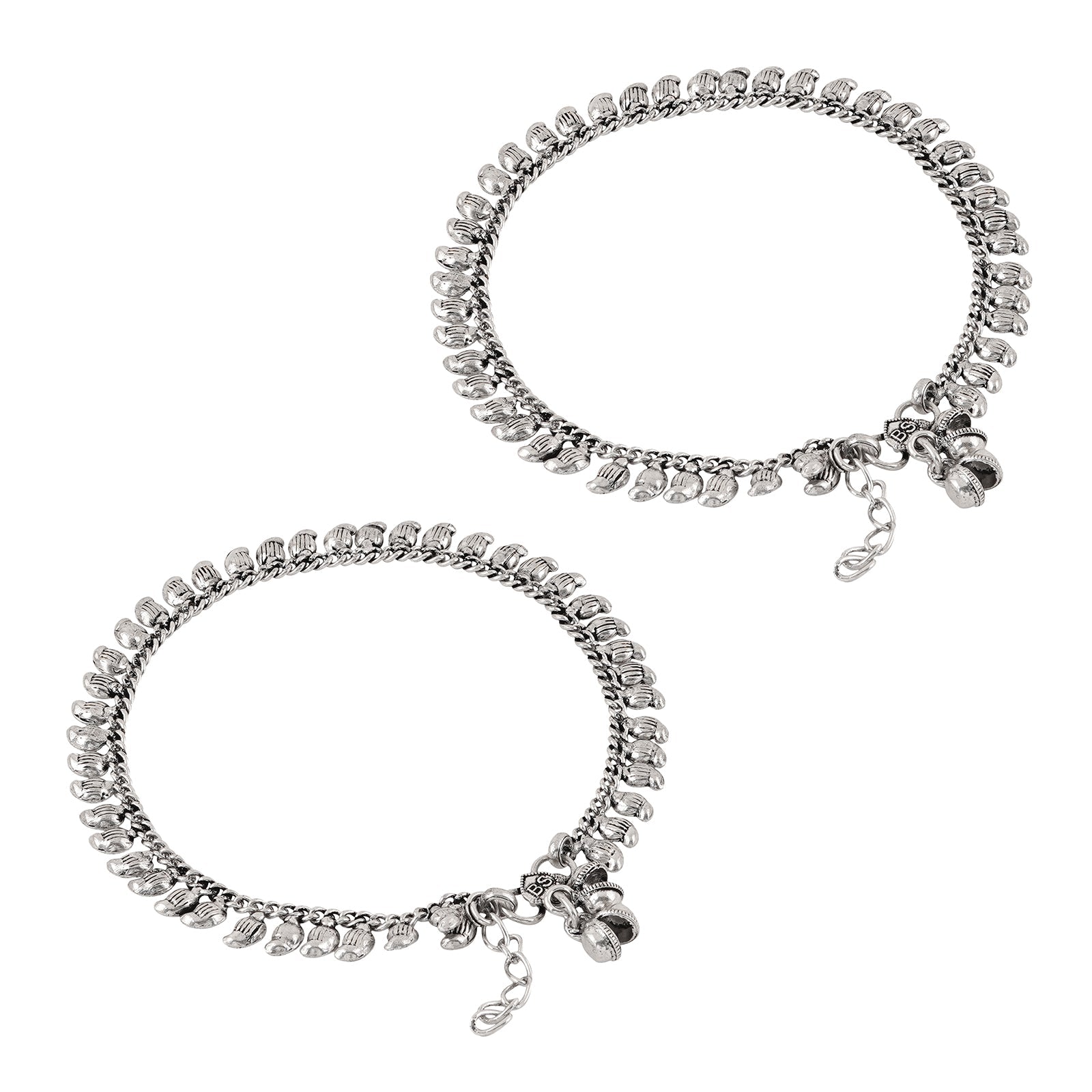 Teejh Manthara Silver Oxidised Ghungroo Anklets