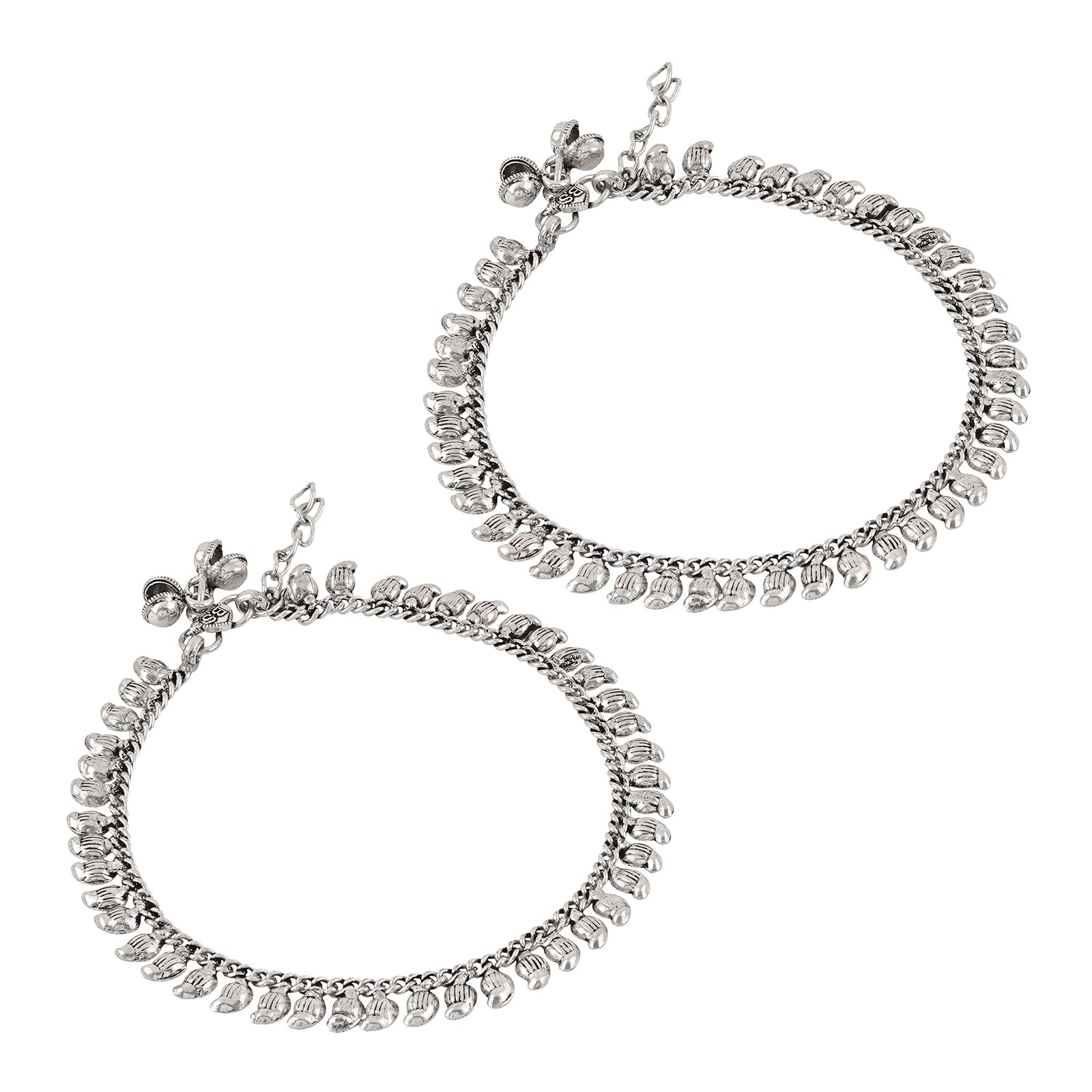 Teejh Manthara Silver Oxidised Ghungroo Anklets