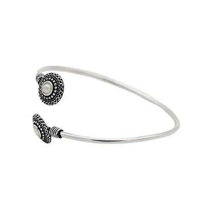 Aparna White Circular Silver Oxidized Bracelet - Teejh