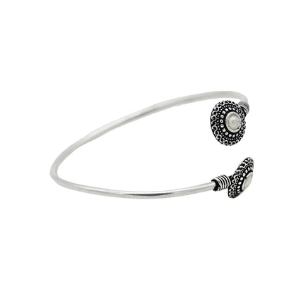Aparna White Circular Silver Oxidized Bracelet - Teejh