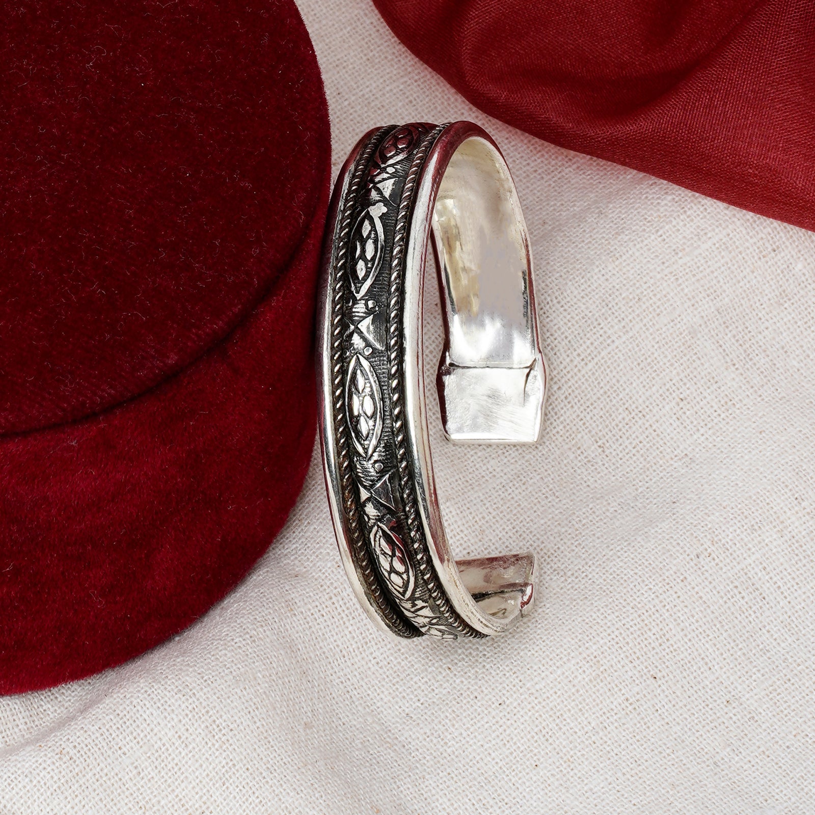Teejh Kirath Silver Oxidised Cuff Bracelet