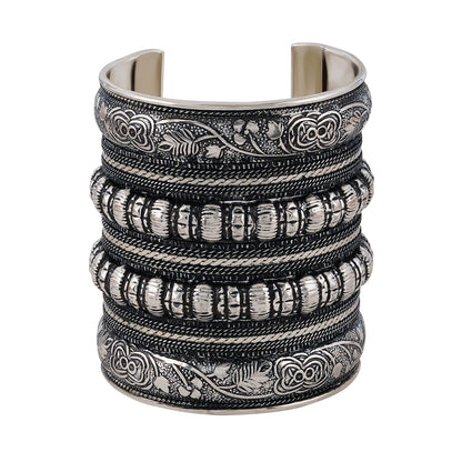 Teejh Dhel Silver Oxidised Cuff Bracelet