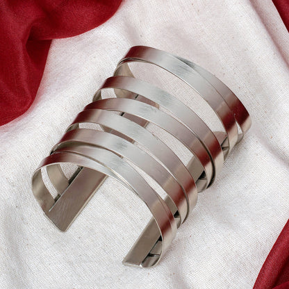Teejh Jayanti Silver Oxidised Cuff Bracelet