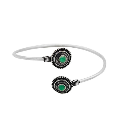Aparna Green Circular Silver Oxidized Bracelet - Teejh