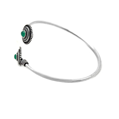 Aparna Green Circular Silver Oxidized Bracelet - Teejh