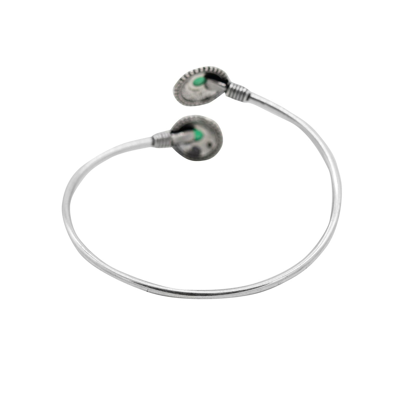 Aparna Green Circular Silver Oxidized Bracelet - Teejh