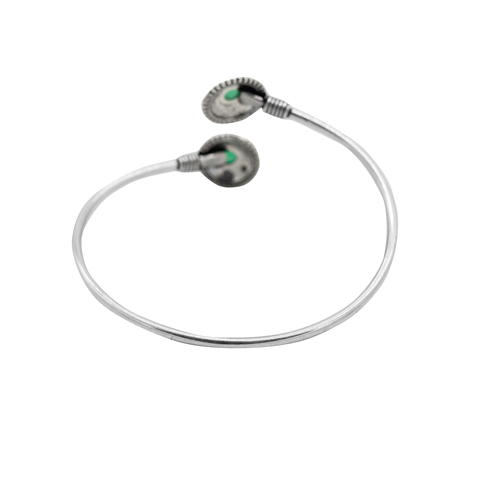 Aparna Green Circular Silver Oxidized Bracelet - Teejh
