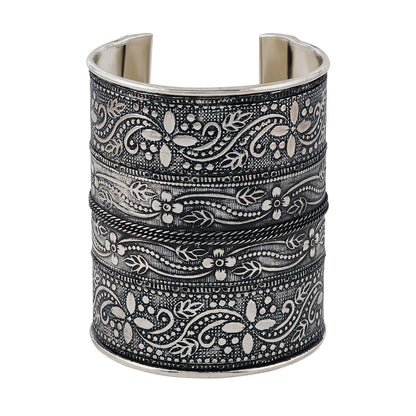 Teejh Yashodhara Silver Oxidised Cuff Bracelet