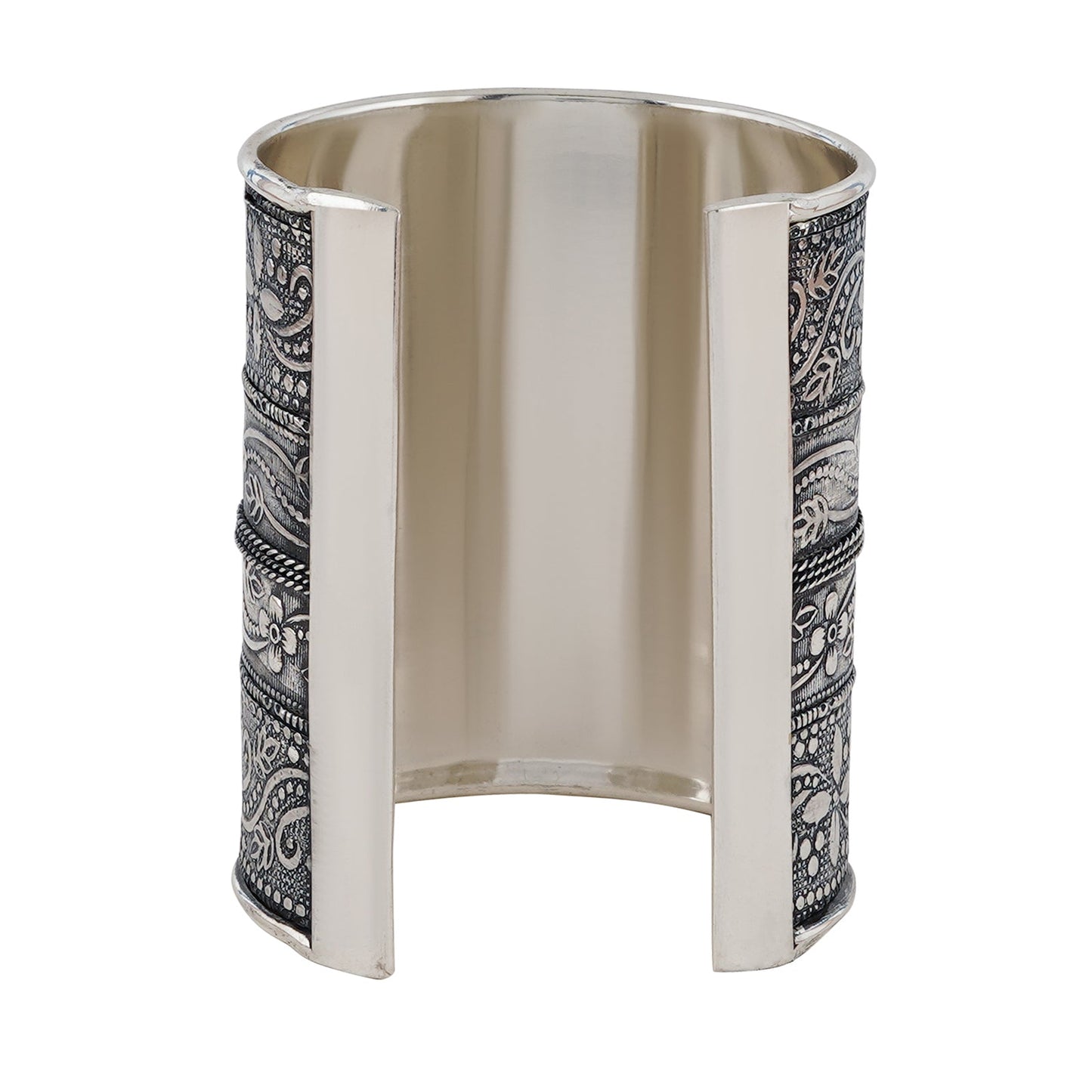 Teejh Yashodhara Silver Oxidised Cuff Bracelet