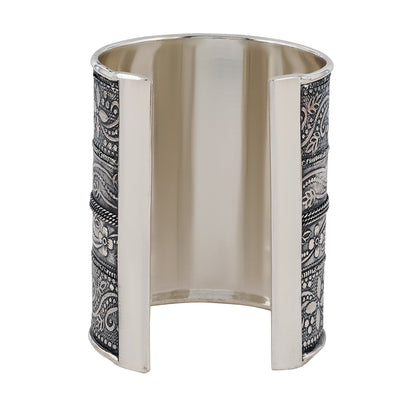 Teejh Yashodhara Silver Oxidised Cuff Bracelet