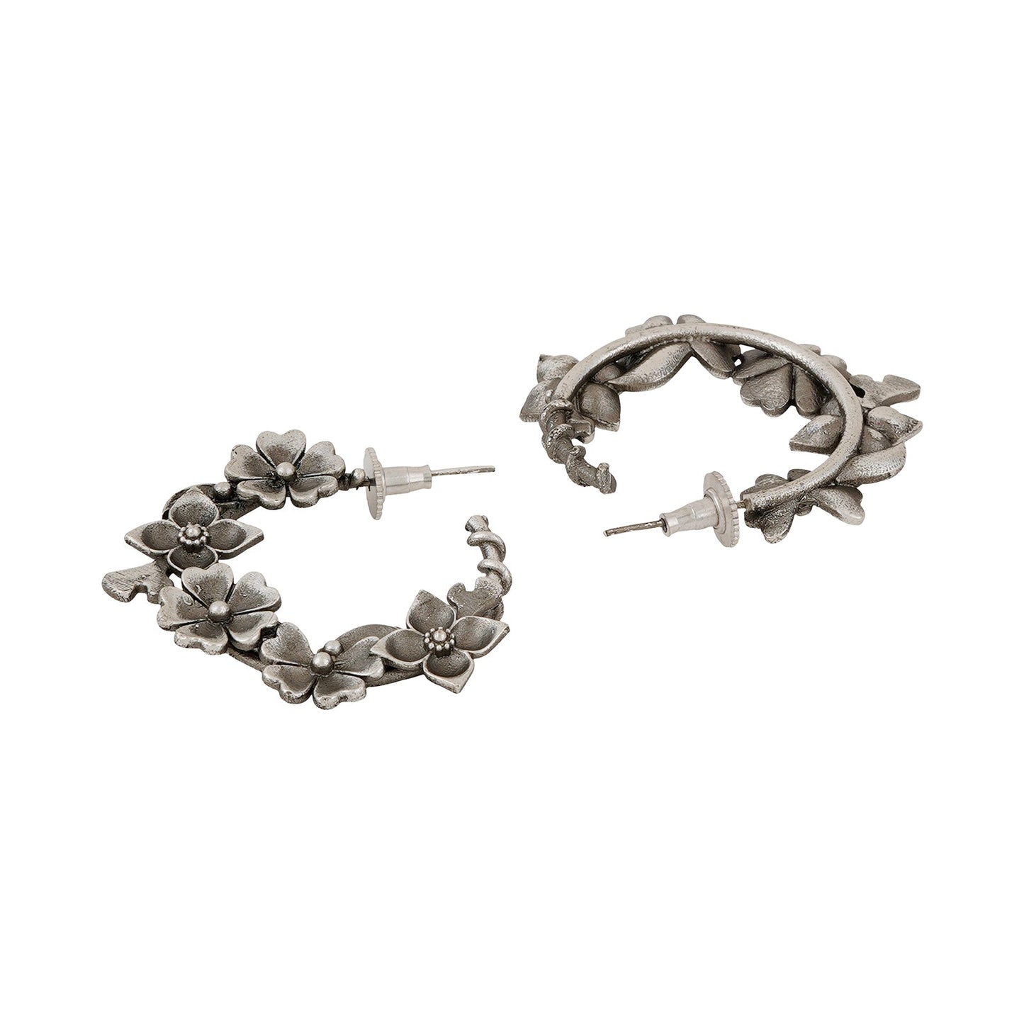 Teejh Taralika Silver Oxidised Floral Earrings