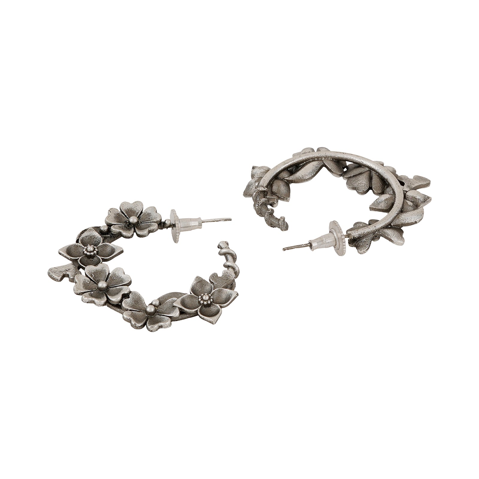 Teejh Taralika Silver Oxidised Floral Earrings