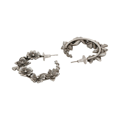 Teejh Taralika Silver Oxidised Floral Earrings