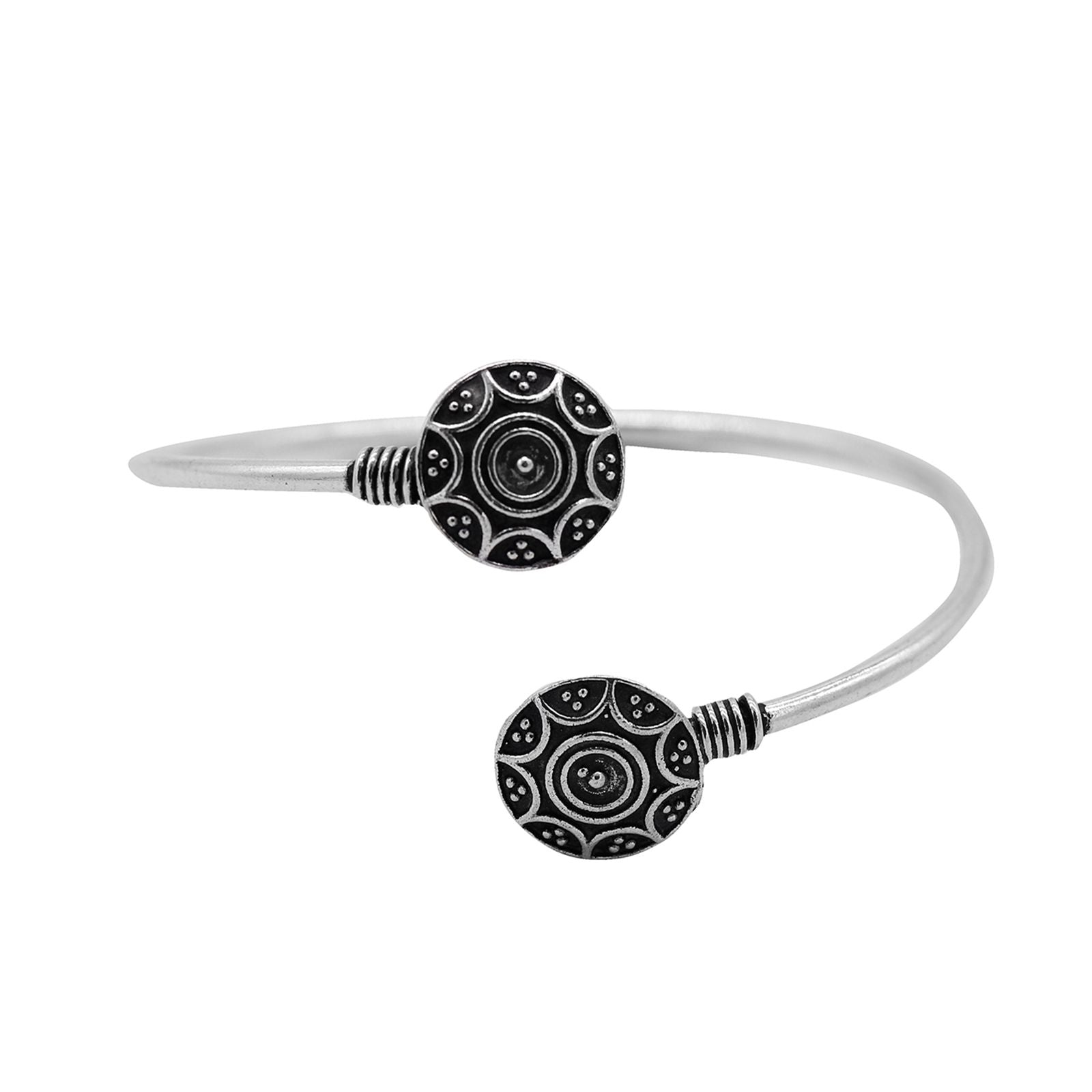 Rudra Circular Silver Oxidized  Bracelet - Teejh