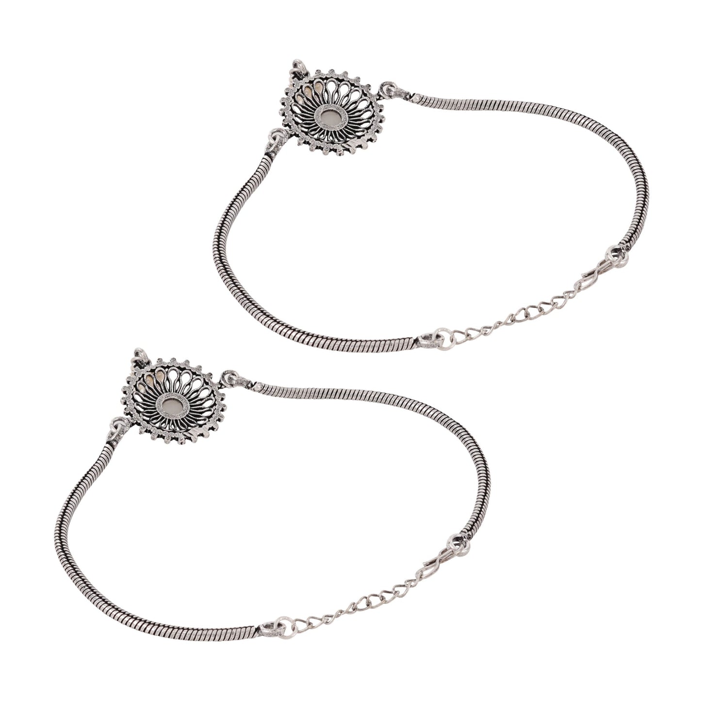 Teejh Vaibhavari Red Silver Oxidised Anklet