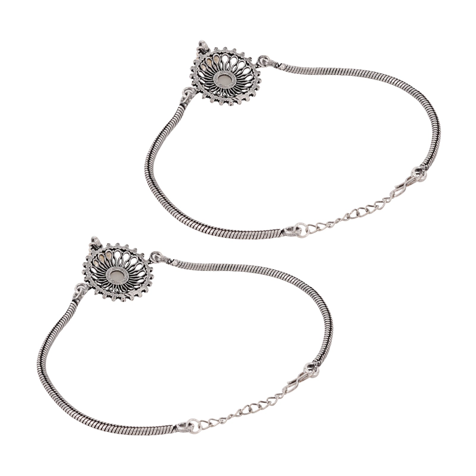 Teejh Vaibhavari Red Silver Oxidised Anklet