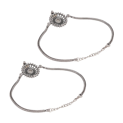 Teejh Vaibhavari Red Silver Oxidised Anklet