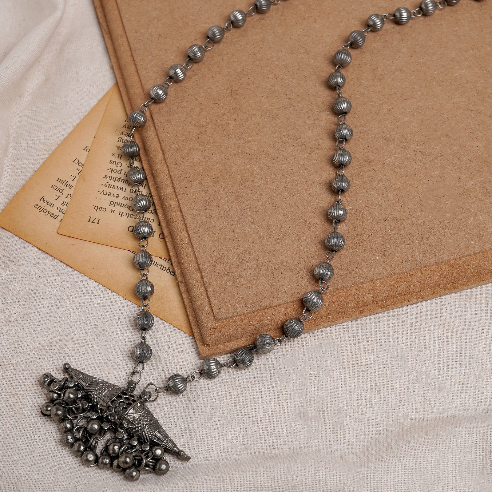 Teejh Subhadra Silver Oxidised Necklace