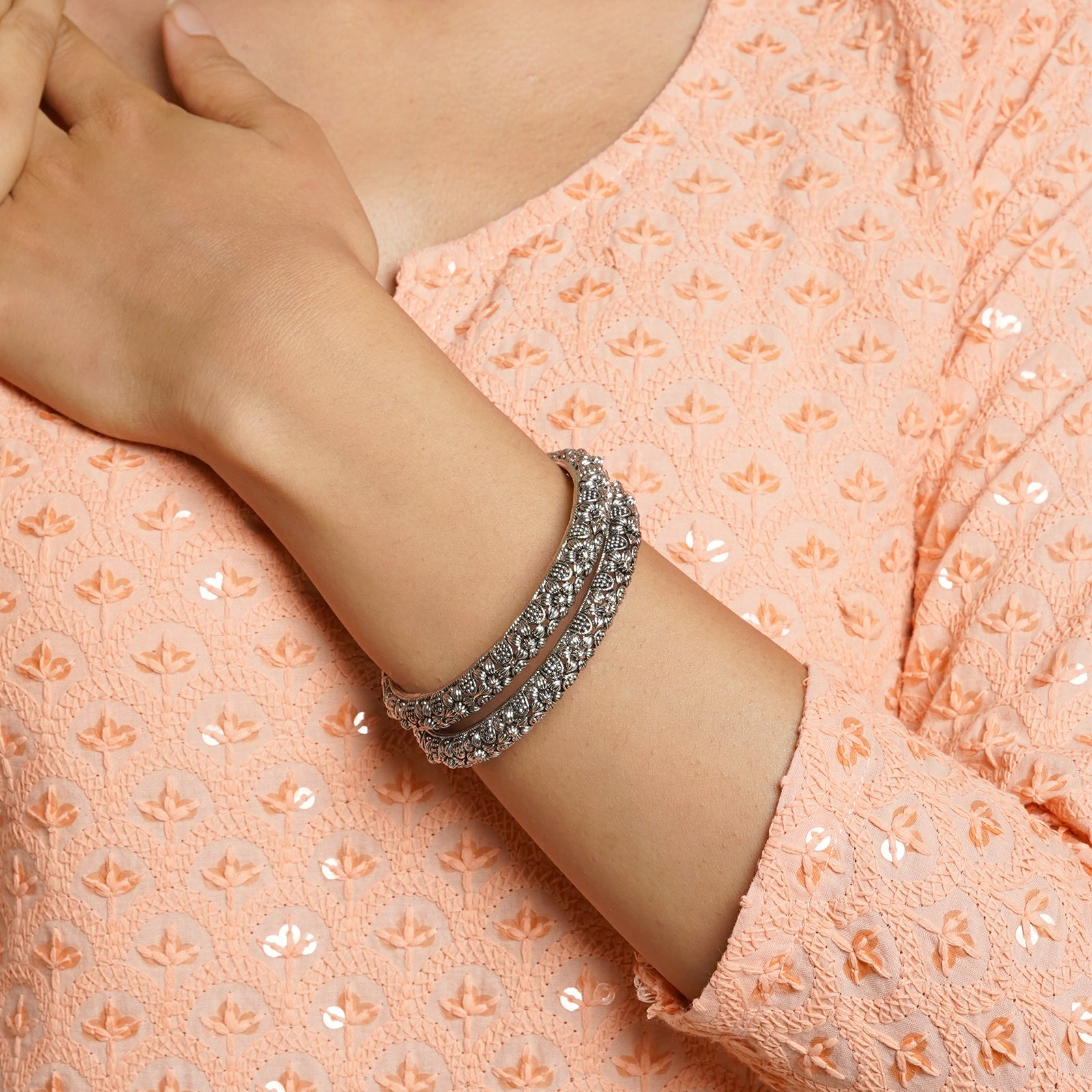 Panchala Silver Oxidized Bangles