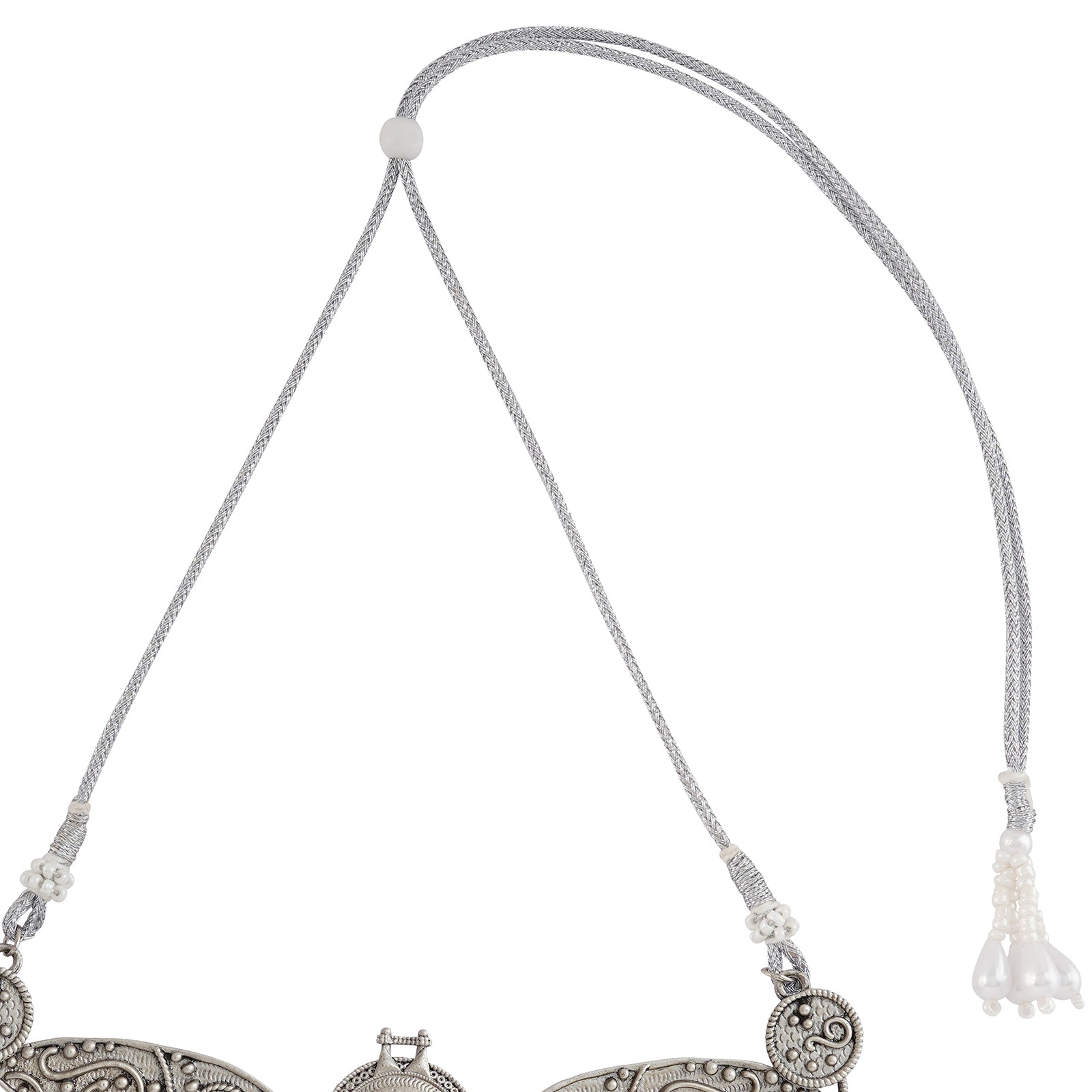 Teejh Cera Silver Oxidised Pastel Pink  Necklace Set
