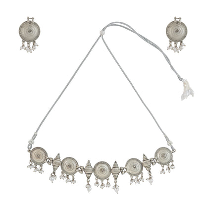 Teejh Dogra Silver Oxidised Necklace Set