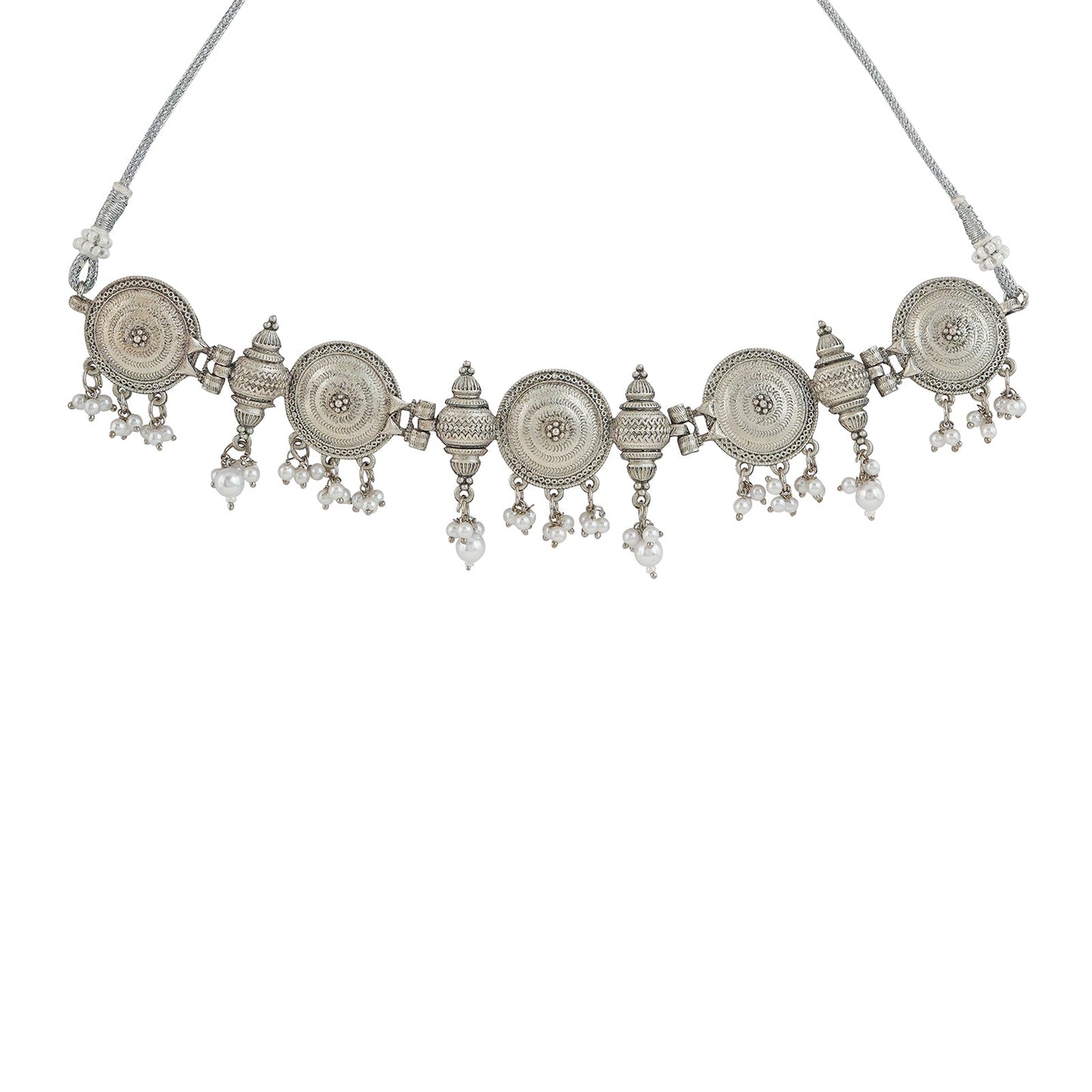 Teejh Dogra Silver Oxidised Necklace Set