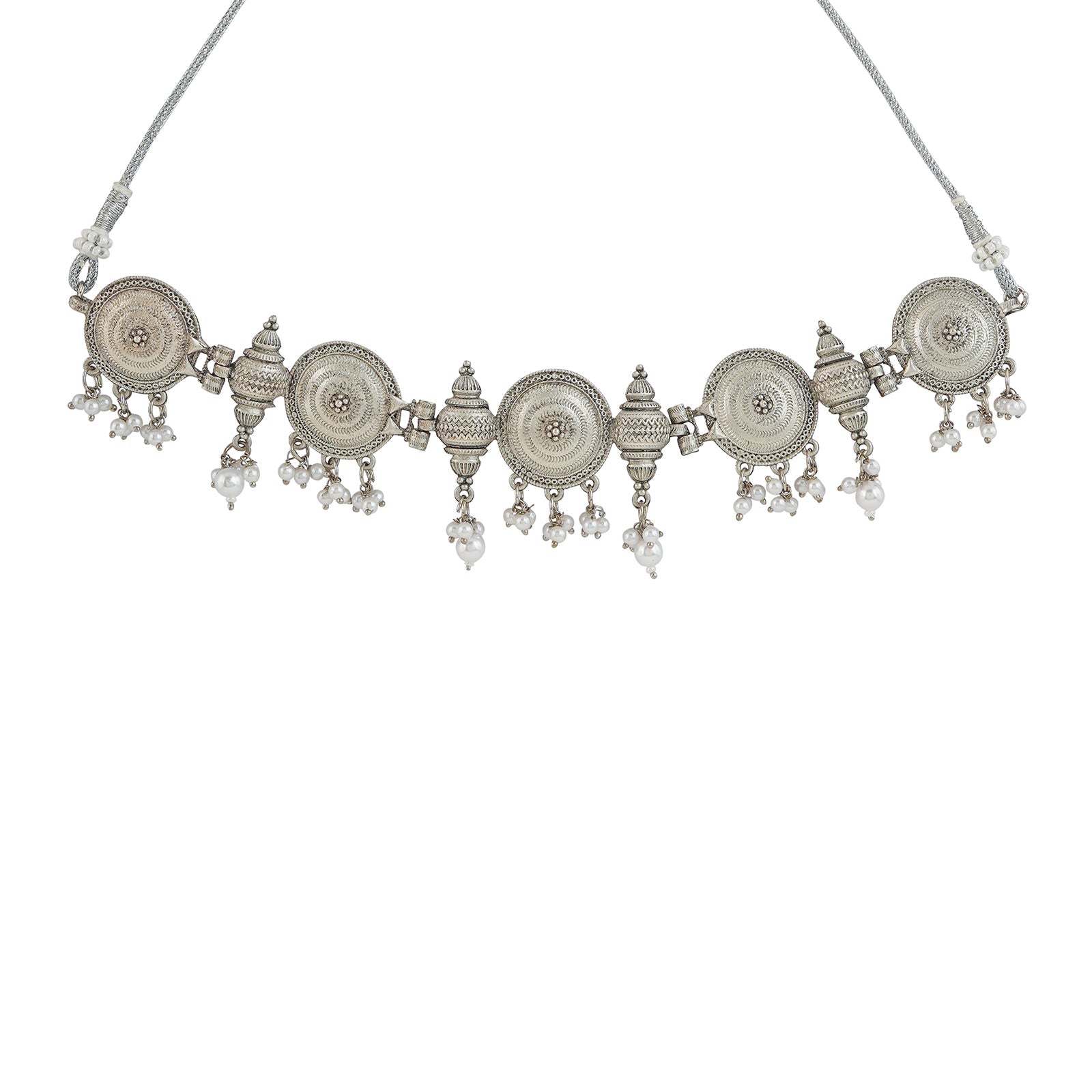 Teejh Dogra Silver Oxidised Necklace Set