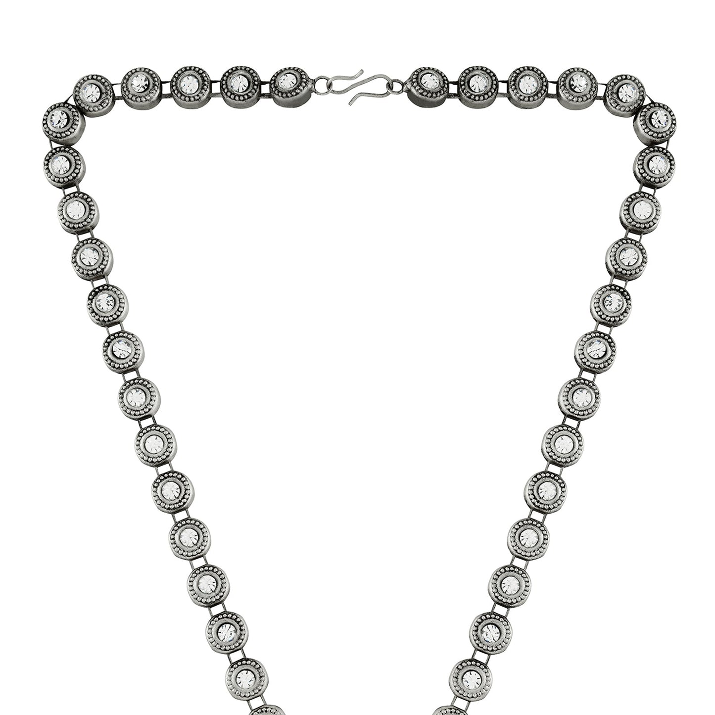 Teejh Maitraka Silver Oxidised White Necklace Set
