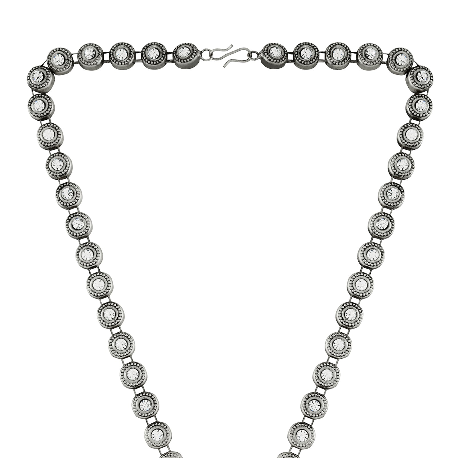 Teejh Maitraka Silver Oxidised White Necklace Set