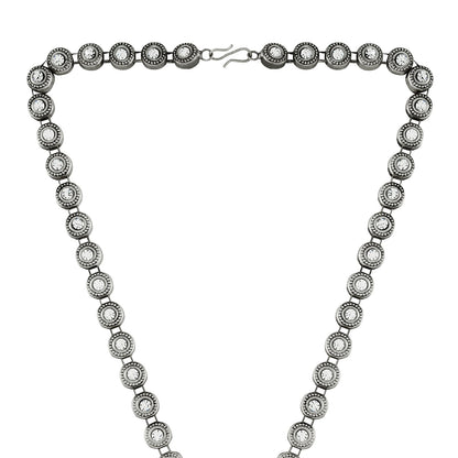 Teejh Maitraka Silver Oxidised White Necklace Set