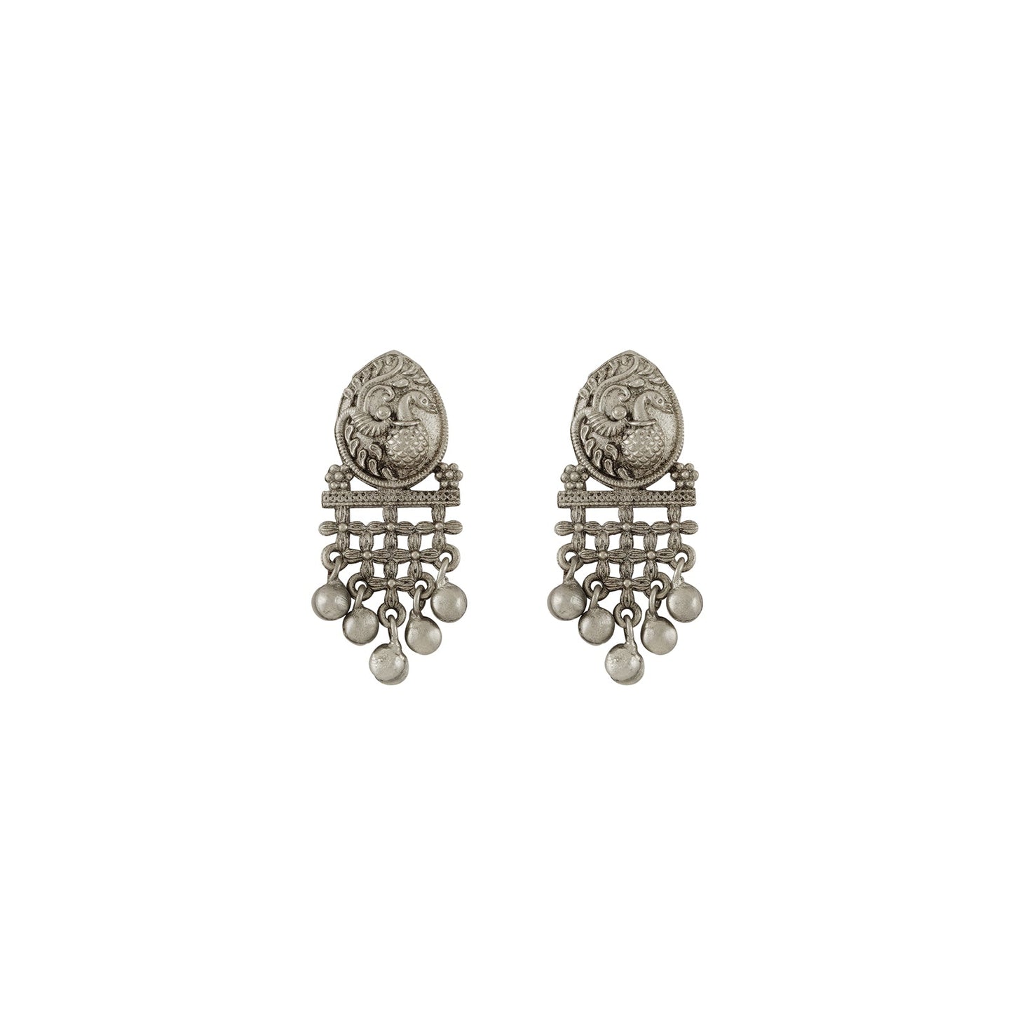 Teejh Nanda Silver Oxidised Ruby Green Necklace Set