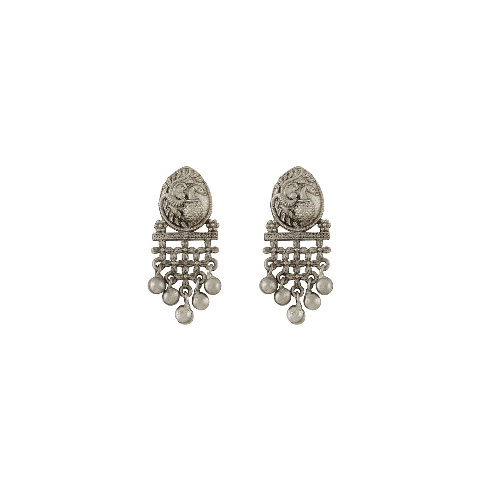 Teejh Nanda Silver Oxidised Ruby Green Necklace Set