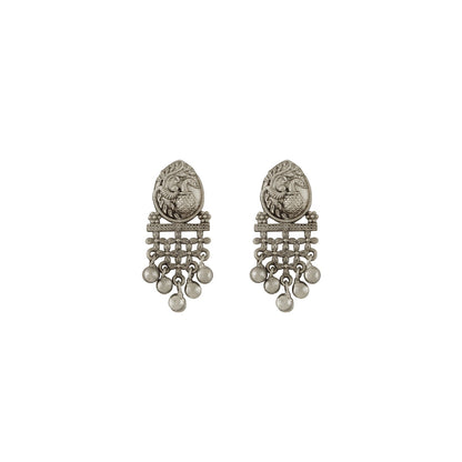 Teejh Nanda Silver Oxidised Ruby Green Necklace Set