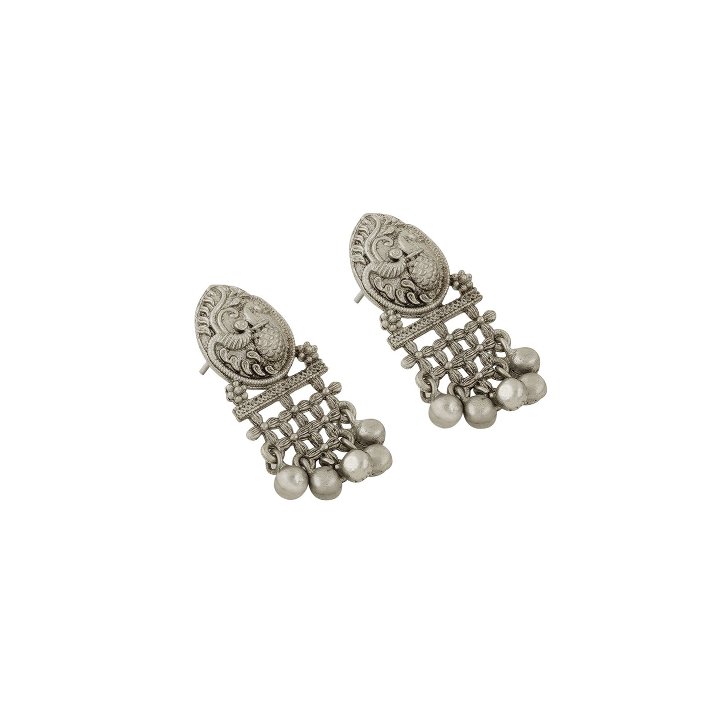Teejh Nanda Silver Oxidised Ruby Green Necklace Set
